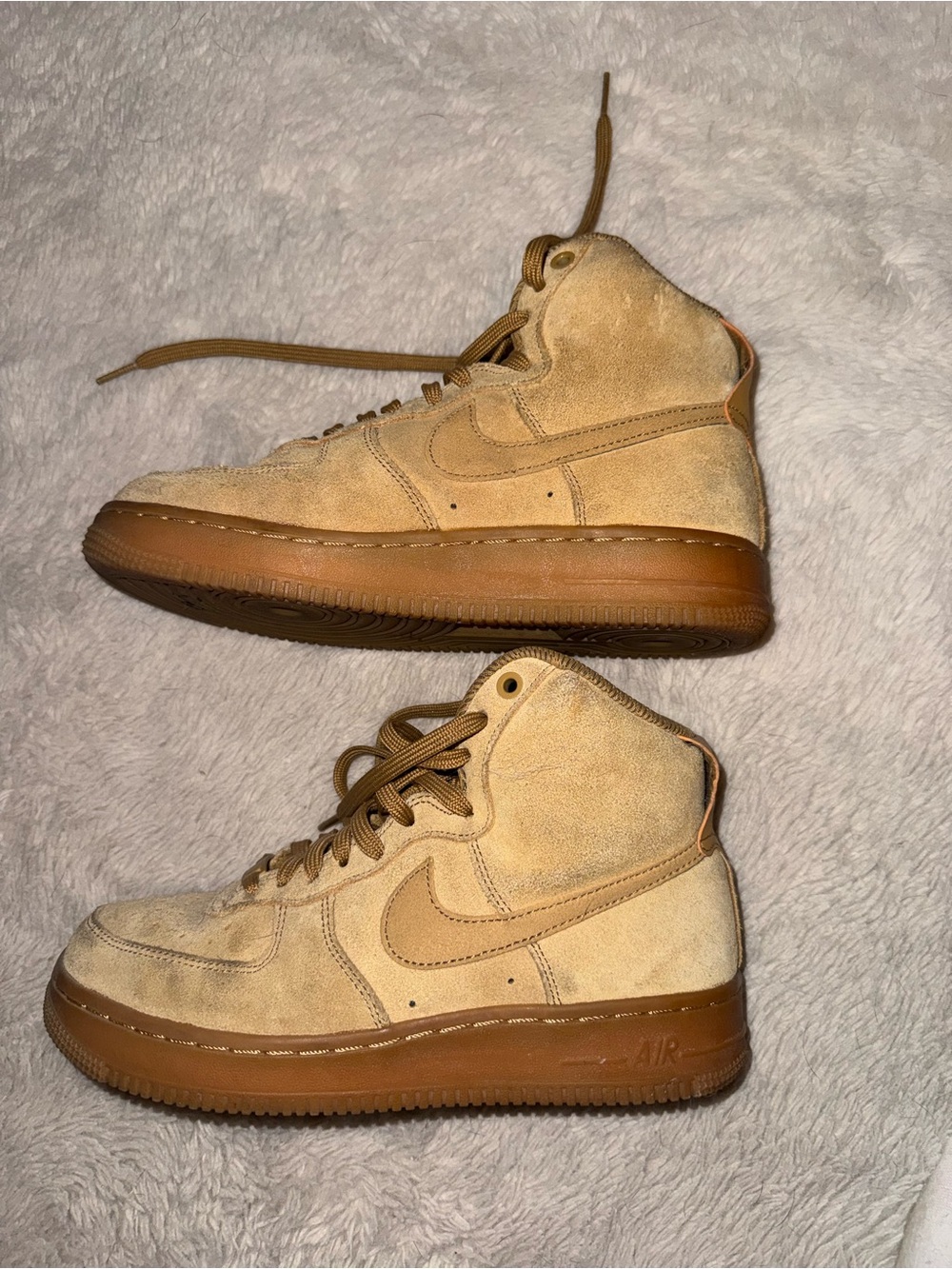Nike Air Force 1 Mid-Top Suede Sneakers in Tan Wheat size 6.5 women